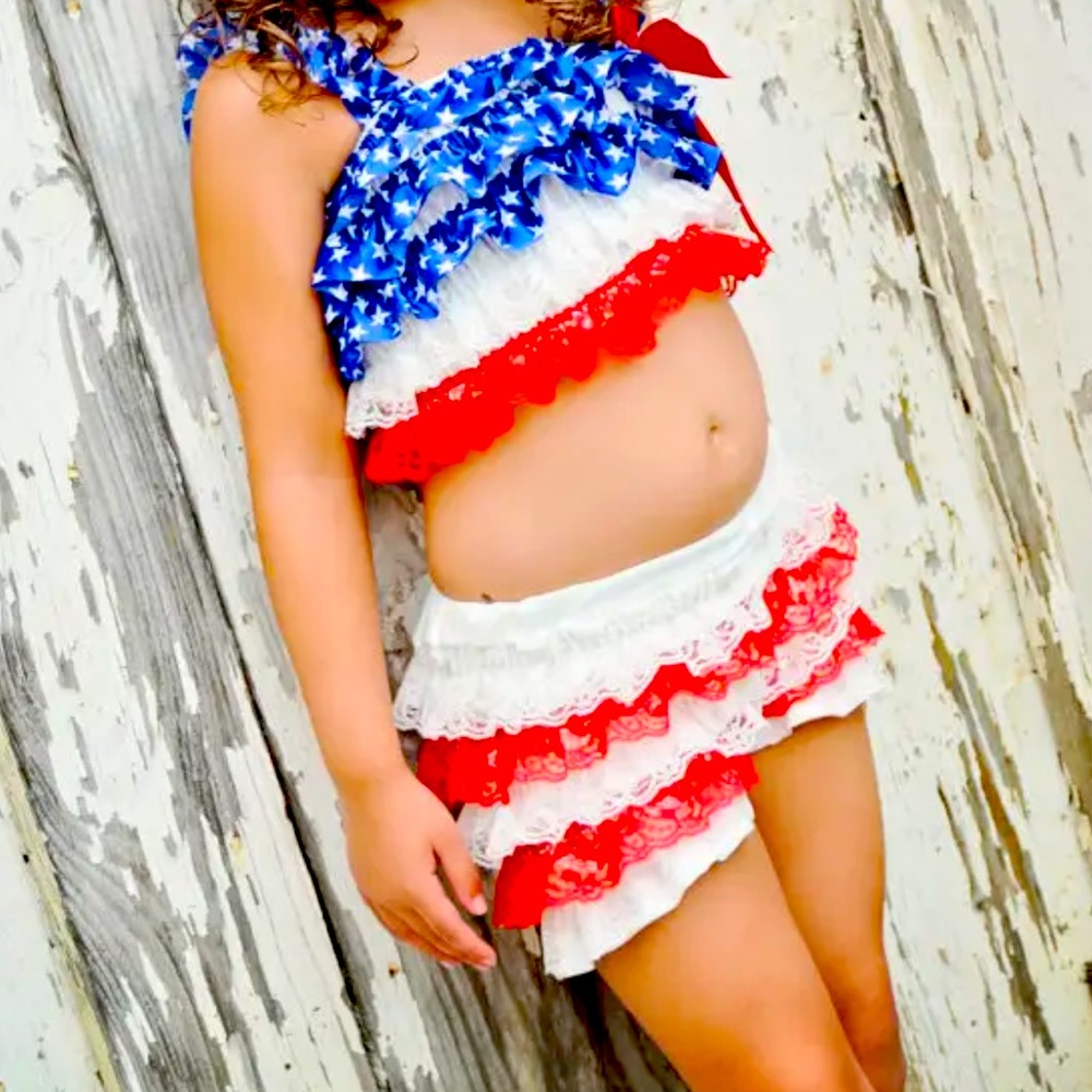 4th if July Toddler Ruffle outfit ❤️🤍💙